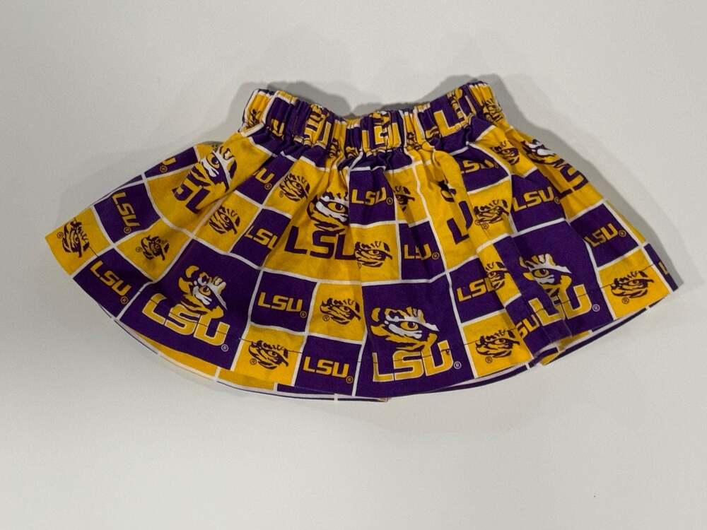 LSU Tigers Infant Gameday Purple and Gold Checkered Cotton Skirt 12m